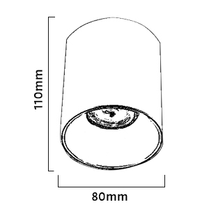 چراغ استوانه ای Down light قطر 80